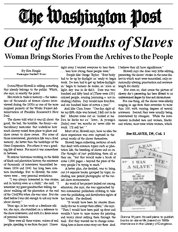 The Washington Post article about I WAS A SLAVE Books
